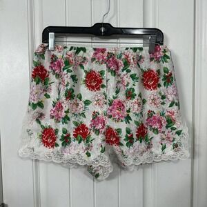 Victoria's Secret Gold Label Floral Lounge Shorts Lace Trim Pajama Shorts Medium